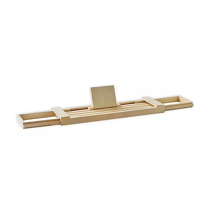 Haven™ Teak Wood Bathtub Caddy in Whitewash | Bed Bath & Beyond