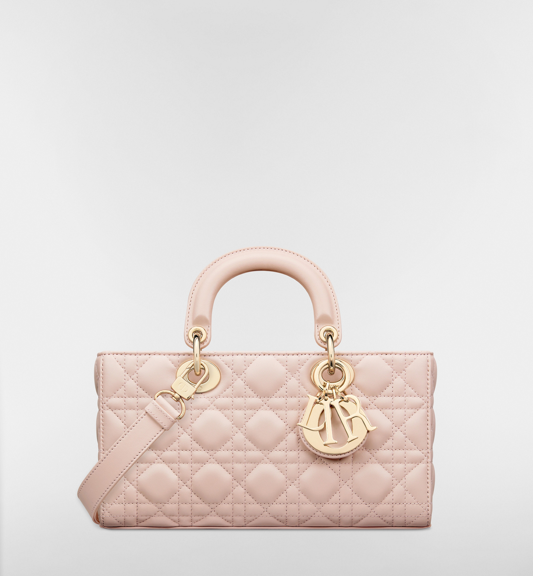 Medium Lady D-Joy Bag Powder Pink Cannage Lambskin | DIOR | Christian Dior Parfums UK