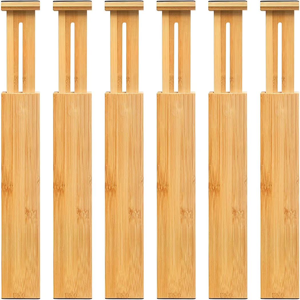 VaeFae Bamboo Drawer Dividers 6-Pack for Kitchen, Bathroom, Bedroom, Dresser, Office | Amazon (US)