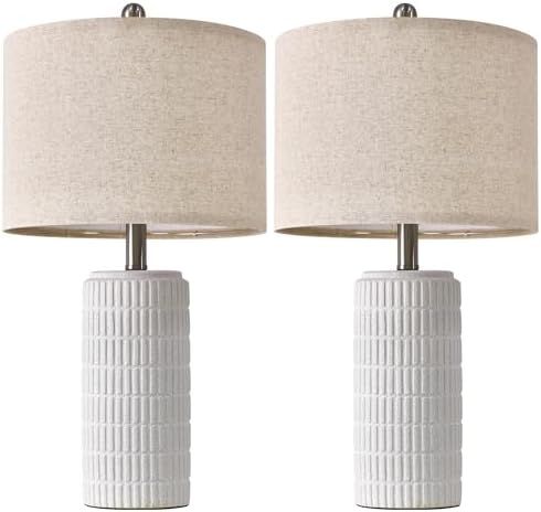 PoKat 23" Table Lamp, Farmhouse Bedside Lamps for Bedroom Set of 2, Ceramic End Table Lamps for L... | Amazon (US)