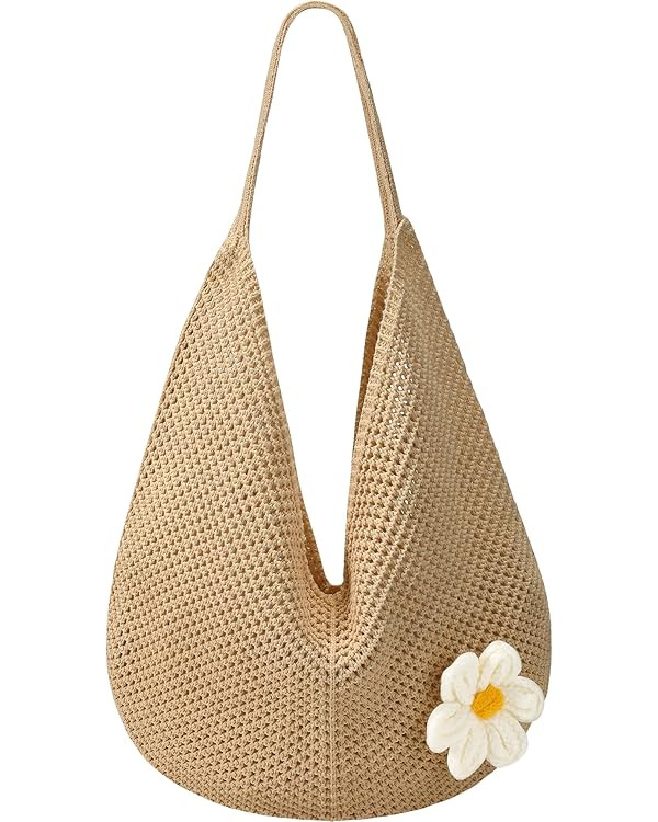 Premillow Crochet Beach Bags for Women, Summer Beach Tote Bag, Mesh Cute Beach Purse, Aesthetic K... | Amazon (US)