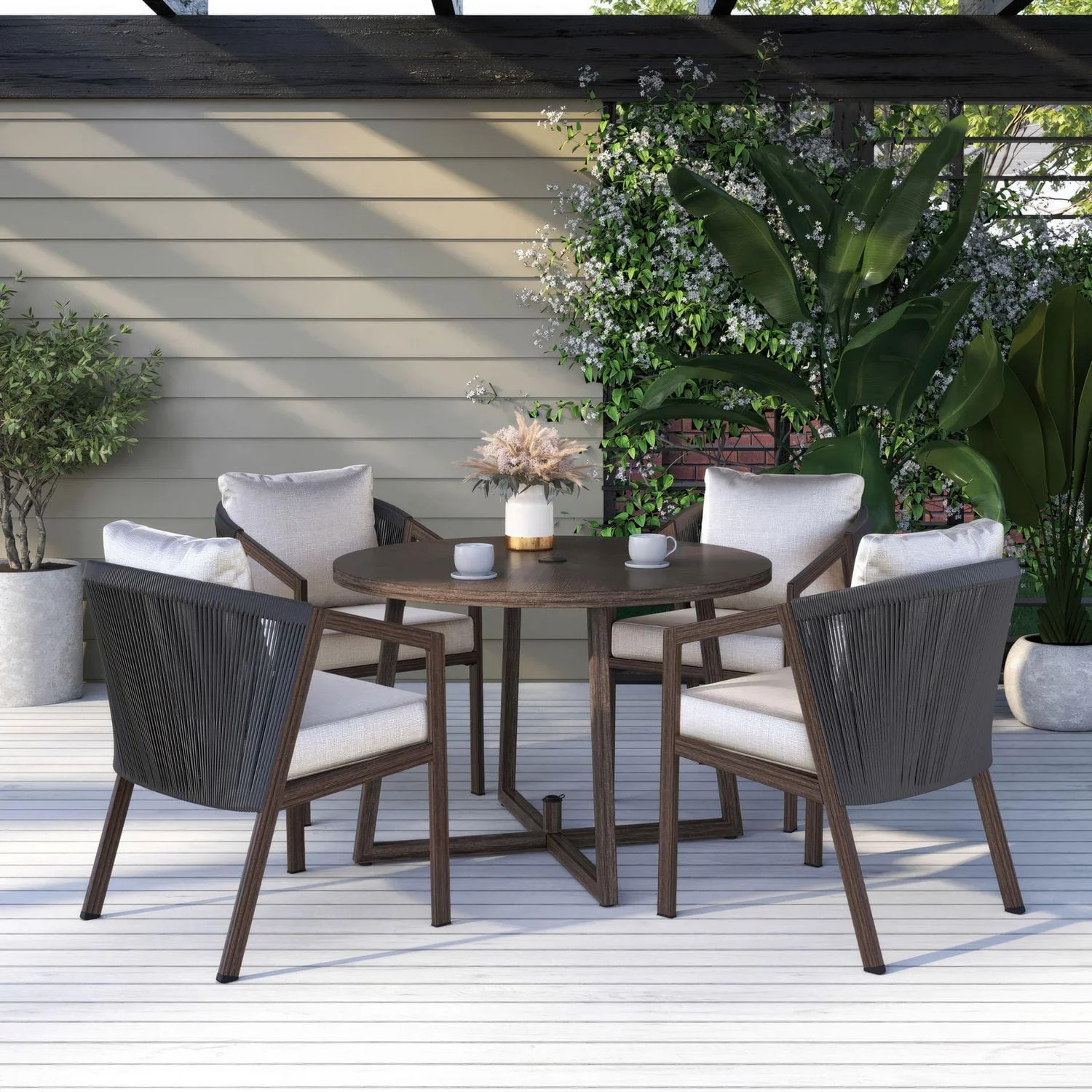 Better Homes & Gardens Laval 5-Piece Steel Outdoor Patio Dining Set with Cushions, Brown | Walmart (CA)