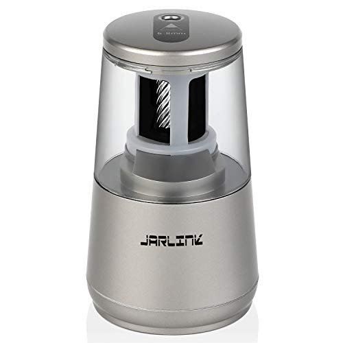 JARLINK Electric Pencil Sharpener, Heavy-Duty Helical Blade to Fast Sharpen, Auto Stop for No.2/Colored Pencils(6-8mm), AC Adapter/Battery Operated in School Classroom/Office/Home (Gray) | Amazon (US)