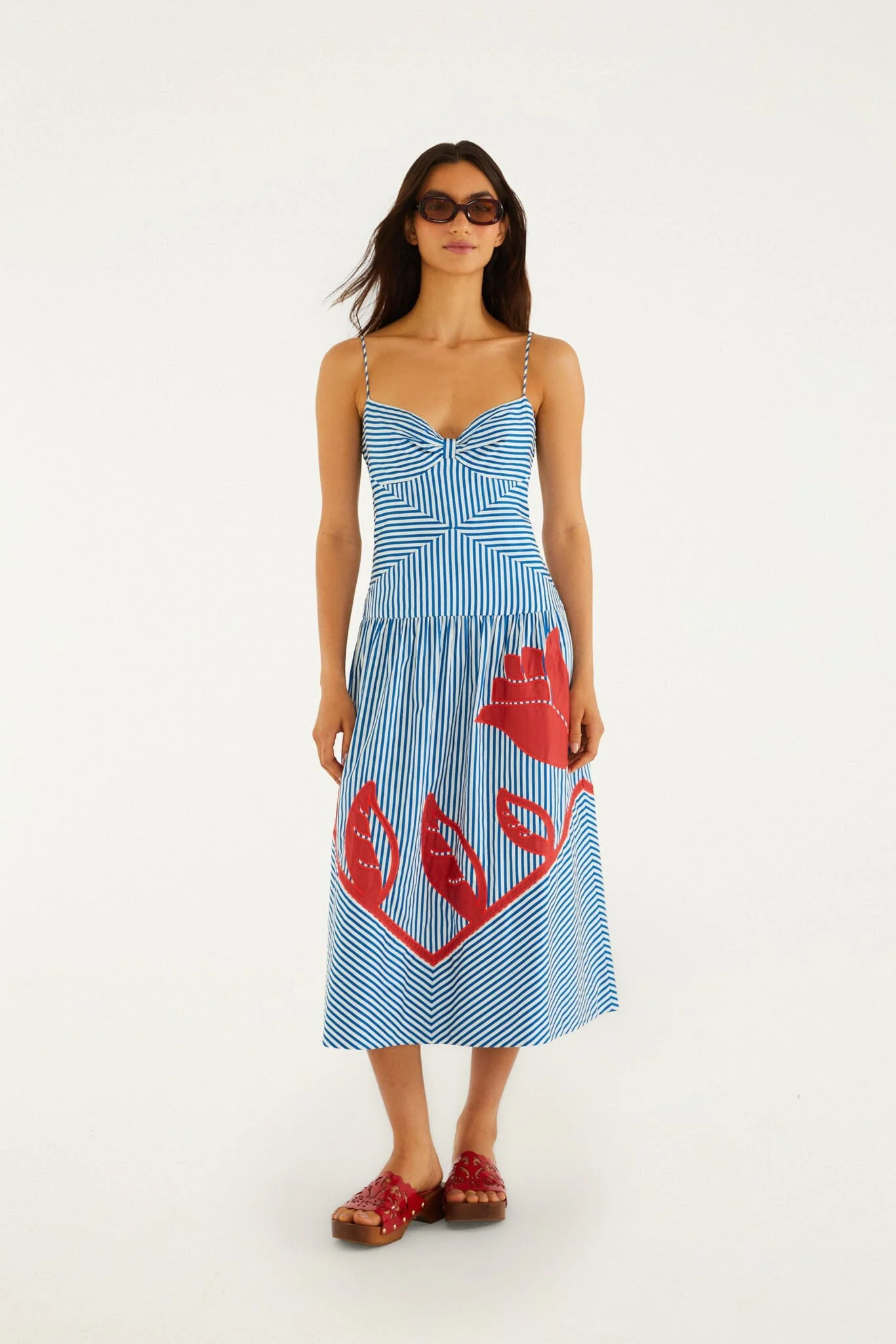 Blue Sky Stripes Sleeveless Midi Dress | FARM Rio | FarmRio (US)