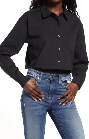 Boxy Crop Button-Up Shirt | Nordstrom