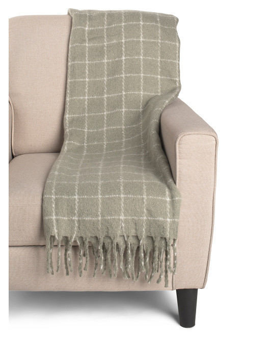 50x70 Mohair Plaid Throw | TJ Maxx