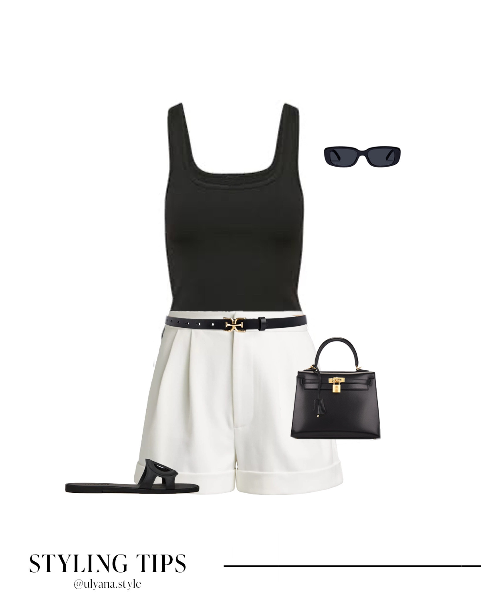 These white tailored shorts paired with a classic black tank top, chic slide sandals, a stylish handbag, and sunglasses are perfect for your resort wear. Ideal for exploring seaside towns, casual dinners, or sunny strolls by the beach.
.
.
.
.
.
Resort vacation outfits | resort wear 2025 | vacation outfits | vacation looks | beach shorts | dressy shorts | shorts outfit | trouser shorts | tailored shorts | white shorts | basic tops | summer tops | black top | cute tops | beach sandals | black sandals | classy outfit | summer outfits | old money style | old money outfits | outfit inspo | outfit ideas | 

#LTKSeasonal #LTKU #LTKSaleAlert #LTKGiftGuide #LTKWorkwear #LTKTravel #LTKShoeCrush #LTKItBag 

#LTKStyleTip #LTKFindsUnder50 #LTKFindsUnder100