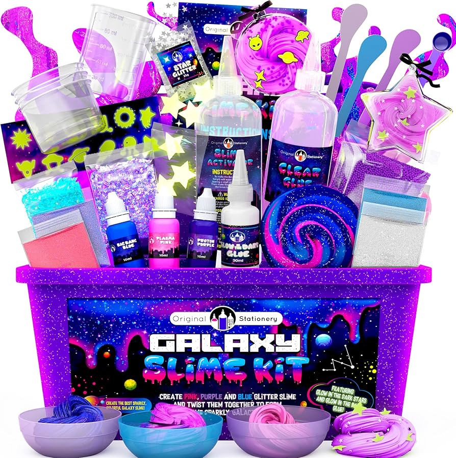 Original Stationery Galaxy Slime Kit for Kids Ages 8–12, DIY Space Slime Set with Glow-in-The-D... | Amazon (US)
