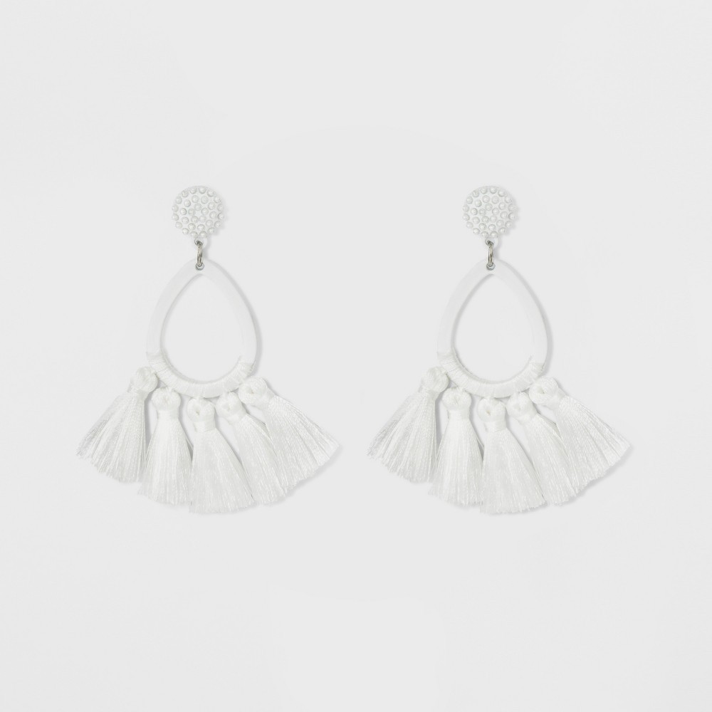 SUGARFIX by BaubleBar Tassel Fringe Hoop Earrings - Off White, Women's | Target