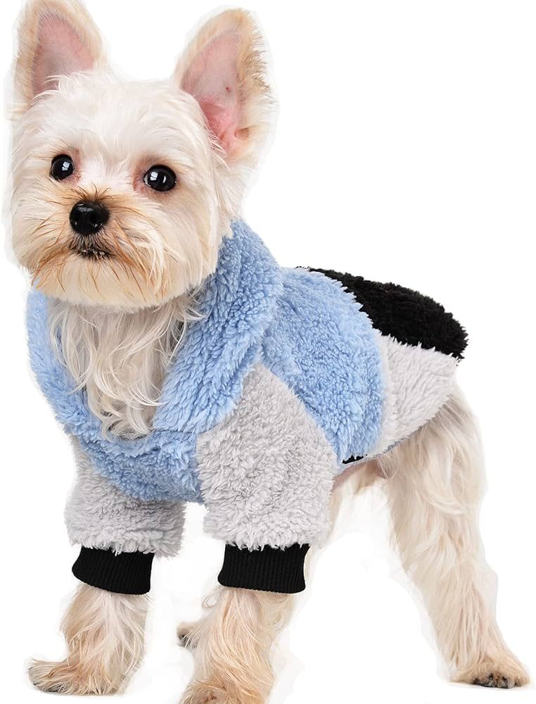 Sebaoyu Dog Sweaters for Small Dogs, Fleece Dog Hoodie Clothes, Winter Cute Warm Plaid Leopard Pu... | Amazon (US)