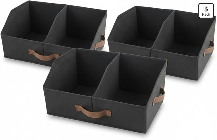 Organizadores de armario y almacenamiento - Contenedor trapezoidal mejorado con asas de cuero y d... | Amazon (US)