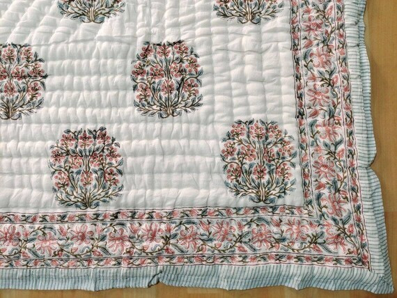 Cotton Comforter  Handmade Cotton Blanket  Hand Block Print | Etsy | Etsy (US)