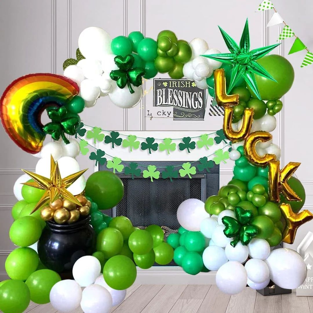 Green white  Balloon Garland Arch Kit,  St Patricks Day Party Decor for Baby Shower Spring Decora... | Etsy (US)