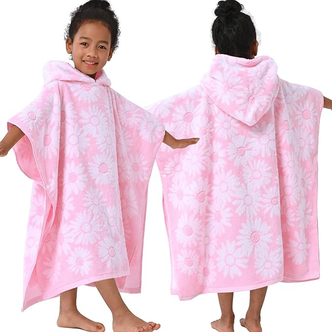 VOOVA & MOVAS Thick Hooded Bath Towel Poncho for Kids (4-8Years) - Soft, Absorbent Turkish Cotton... | Amazon (US)