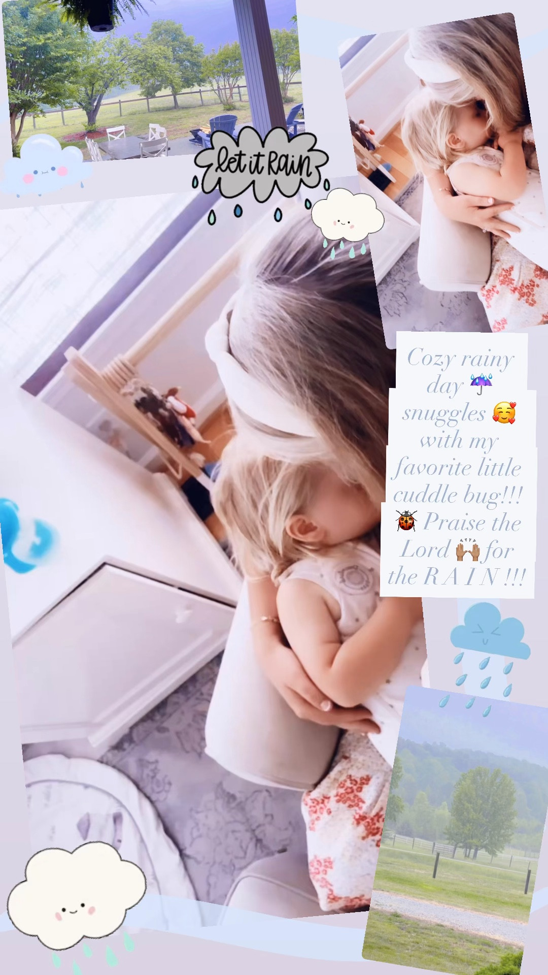 Cozy rainy day ☔️ snuggles 🥰 with my favorite little cuddle bug!!! 🐞 Praise the Lord 🙌🏽 for the R A I N !!!