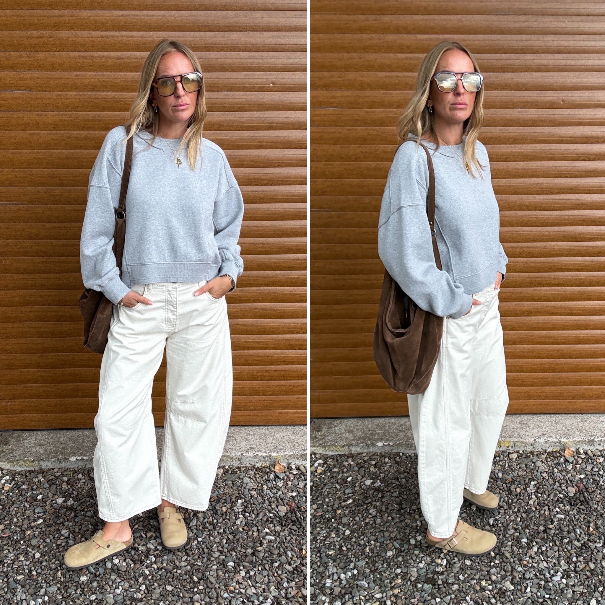 Transitioning but still keeping it light and comfy 👌🏻
My clients love this sweatshirt , it’s such a great shape, lovely quality and works with so much in your wardrobe. Good at adding a relaxed yet ‘cool’ edge. 
I wear a medium for a loose fit 
Barrel jeans are deffo love hate , these ares are a best selling style but they are an extreme barrel so not for first time wearers! 
I wear the 29 waist for a comfortable fit - I’d say this fits a 12-14 

Bag is my favourite just now - it adds a relaxed bohemian edge to my looks and it’s very practical and a great quality chocolate suede. 

Jeans 
Barrel jeans 
Grey sweatshirt 
Late summer outfit 
Autumn style 
Free people 
Ad 

#LTKsummer #LTKautumn #LTKtravel