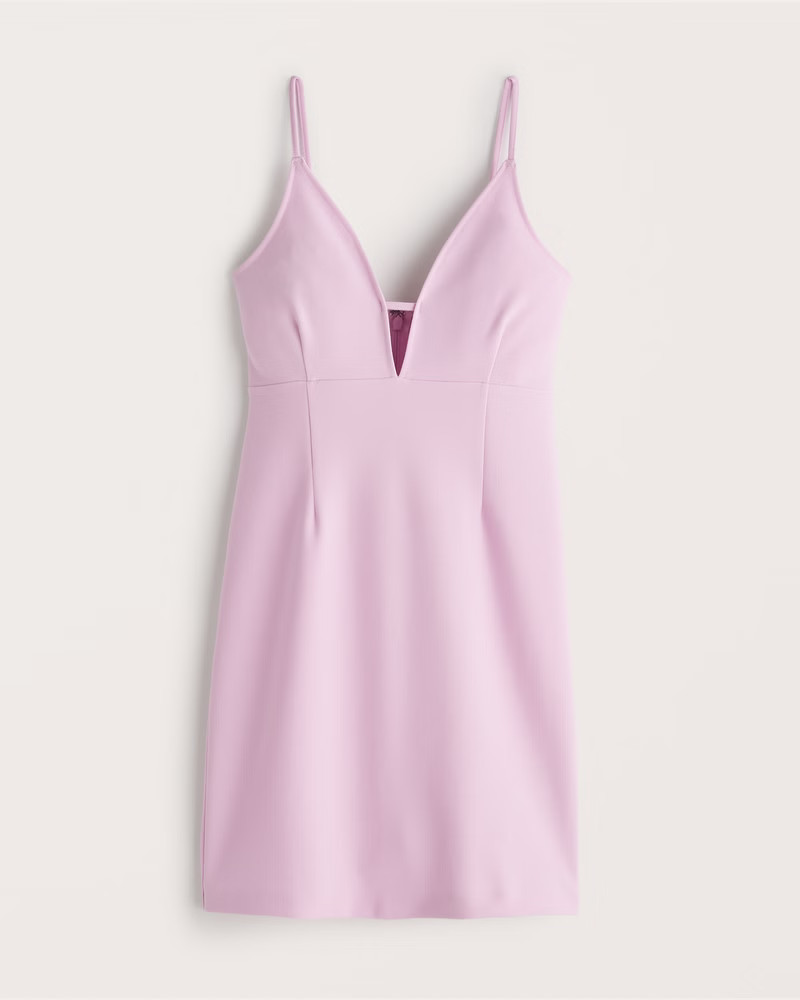 Plunge Neck Mini Dress | Abercrombie & Fitch (US)