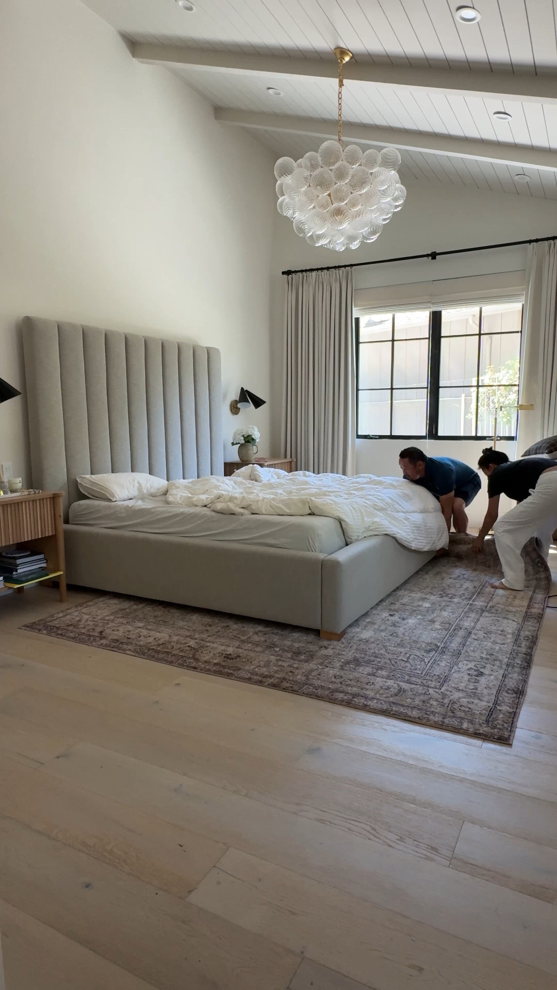 New rug launch with Amber Interiors!   This wool rug is beautiful and gives a timeless look with a substantial pile, which makes it perfect for living rooms, bedrooms, and more. Bedroom Design.
Black sconces, neutral, wool rug, glass, chandelier, gray bed, upholstered bed, wood, nightstand, drapery, neutral, drapes bedding, target, pillows, neutral, pillows, boucle, pillows Amazon bubble chandelier #amberlewisxloloi moving tool

#LTKSaleAlert #LTKFindsUnder100 #LTKHome