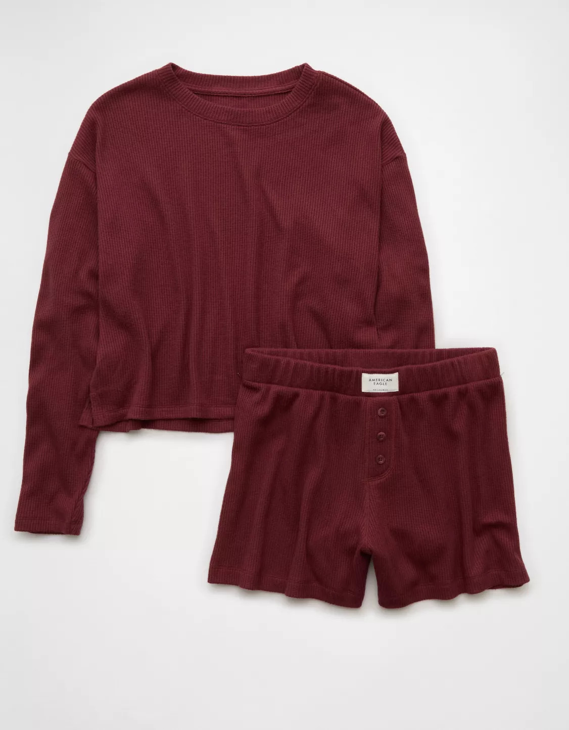 AE Luxe Plush Waffle Tee + Short Lounge Set | American Eagle Outfitters (US & CA)