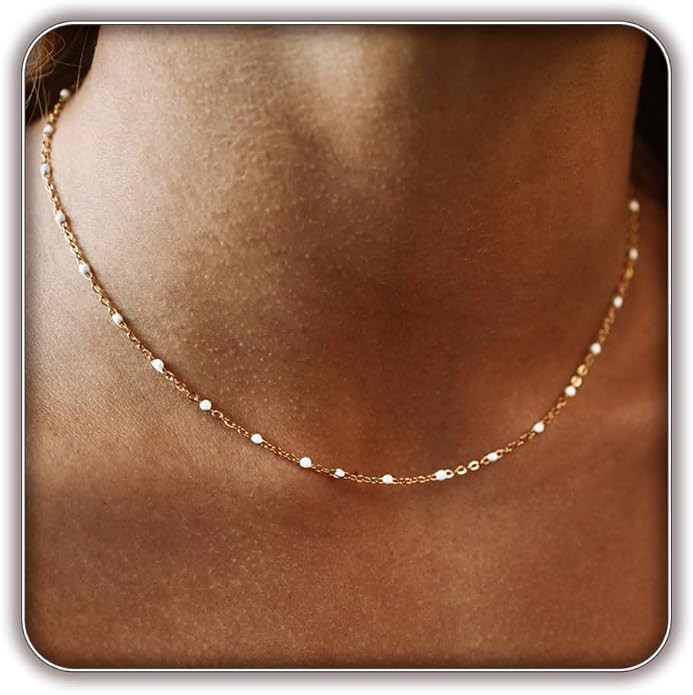 Gold Necklaces for Women Trendy, 14K Gold Plated Dainty Lip Chain Simple Choker Hypoallergenic Wa... | Amazon (US)