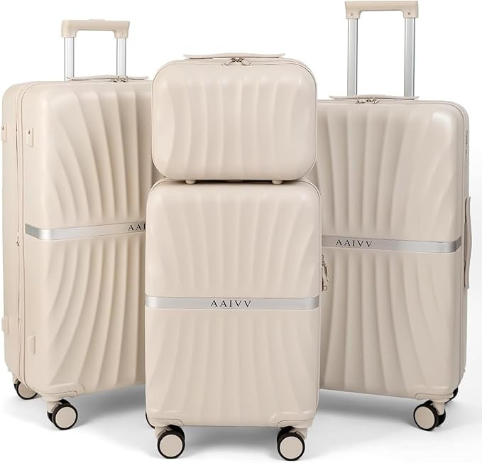 Luggage 4 Piece Set Suitcase with TSA, Airline-Approved Hard Shell Expandable Double Spinner Roll... | Amazon (US)