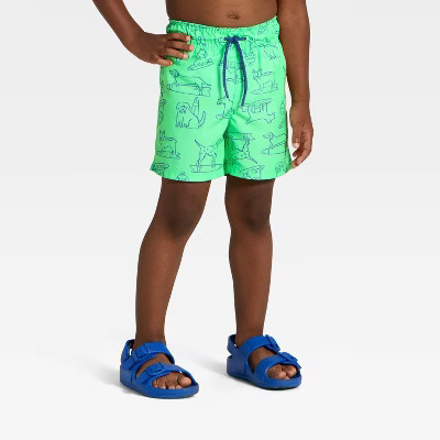 Toddler Boys' Surfing Dogs Swim Trunks - Cat & Jack™ Bright Green 12M | Target