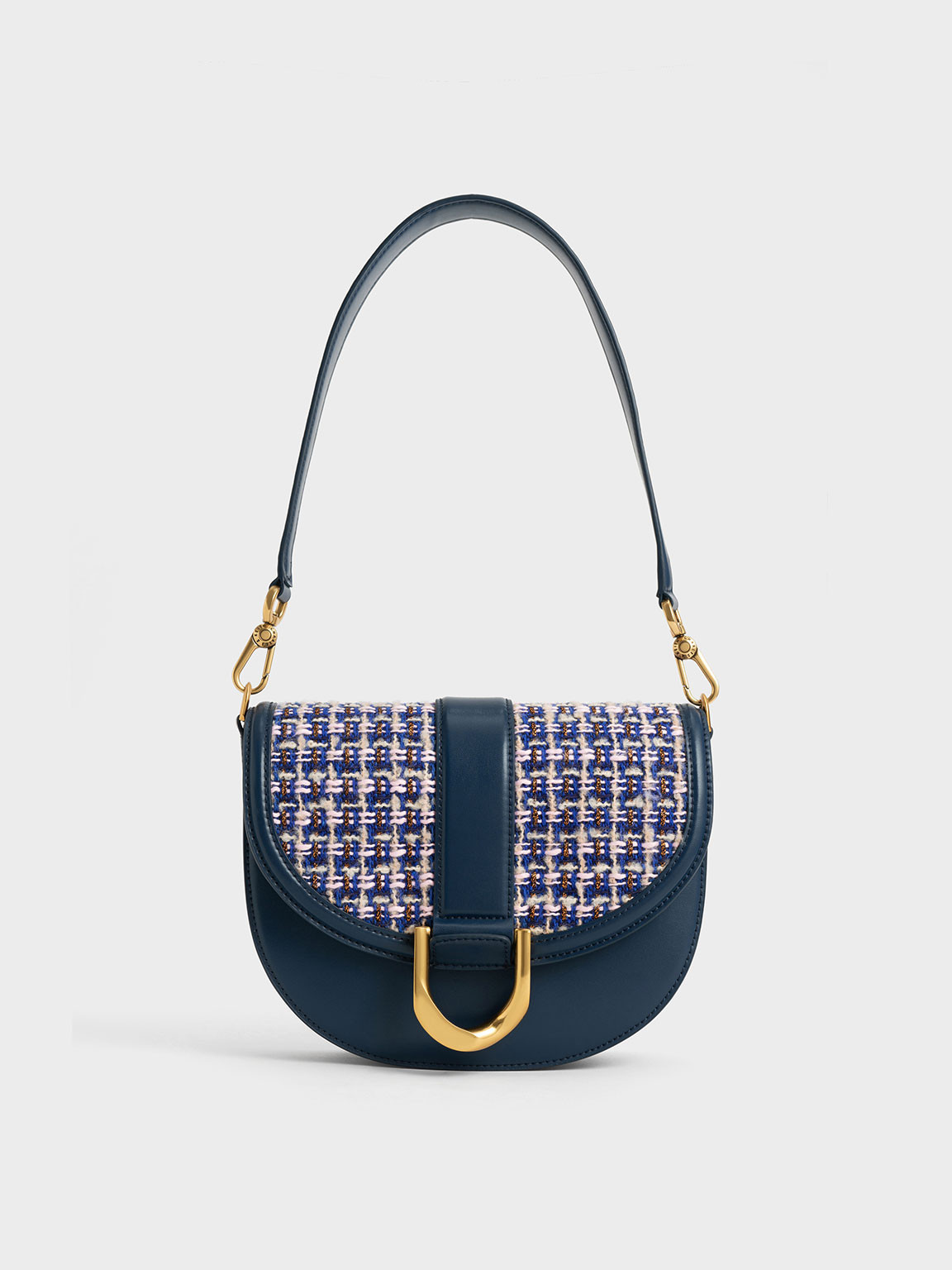 Gabine Tweed Saddle Bag
 - Navy | Charles & Keith UK