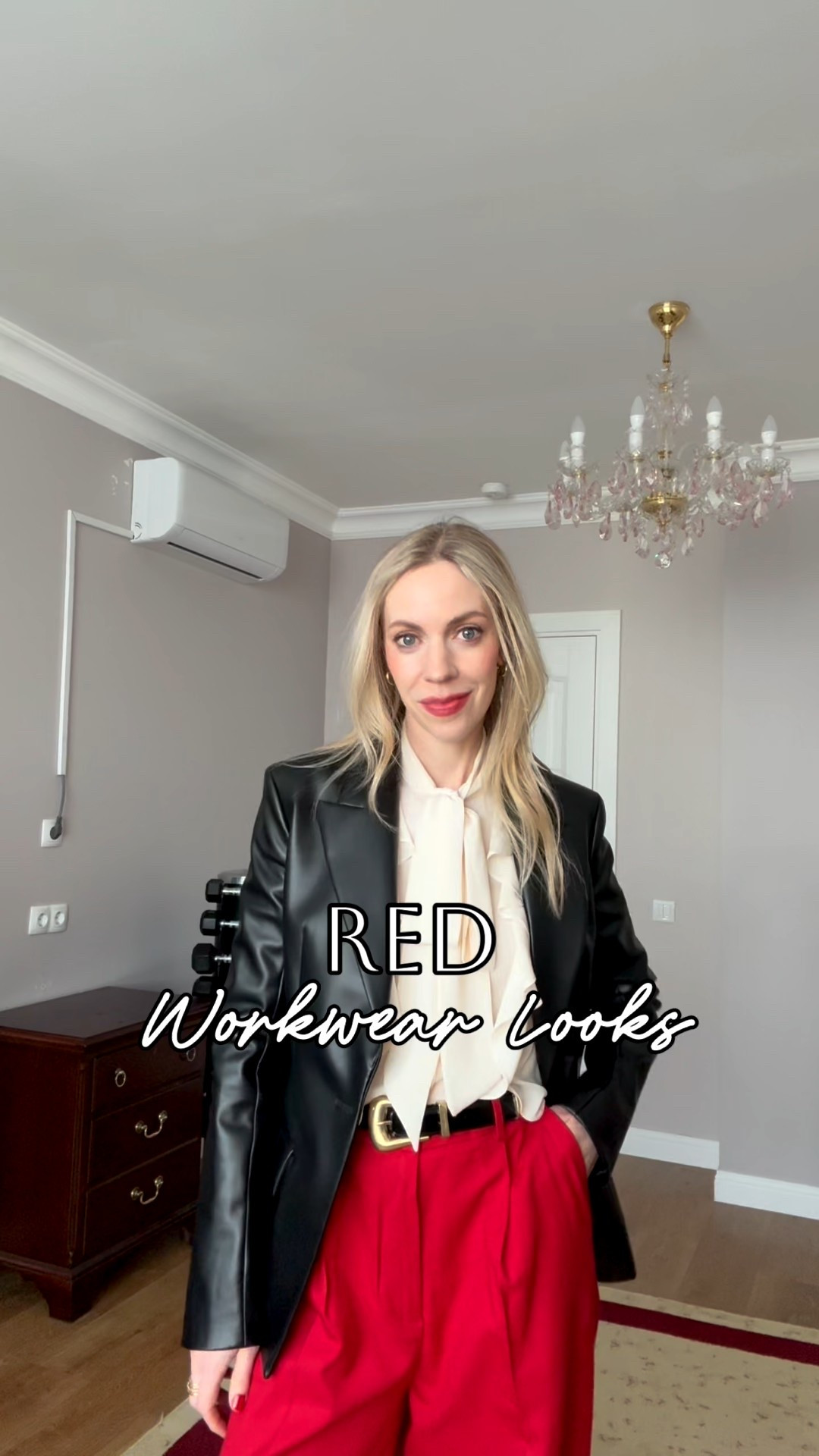 Workwear looks with red, red wide leg pants, red sweater outfits, office outfits, bow blouses, style over 40

#LTKWorkwear #LTKOver40 #LTKSaleAlert