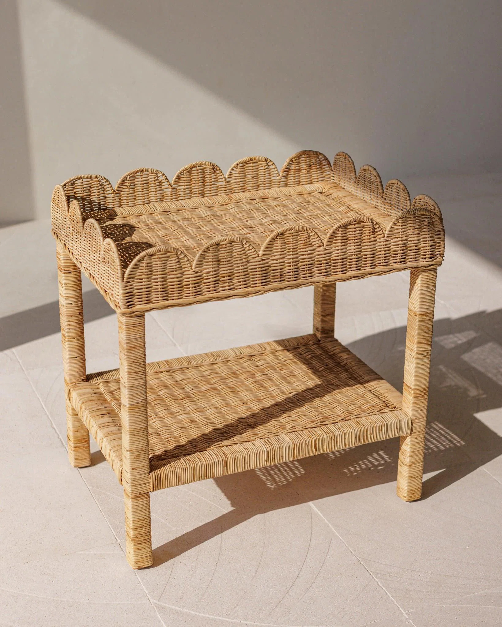 Scallop Rattan Side Table – Handcrafted Wicker Accent Table for Living Room & Boho Decor | Wayfair North America