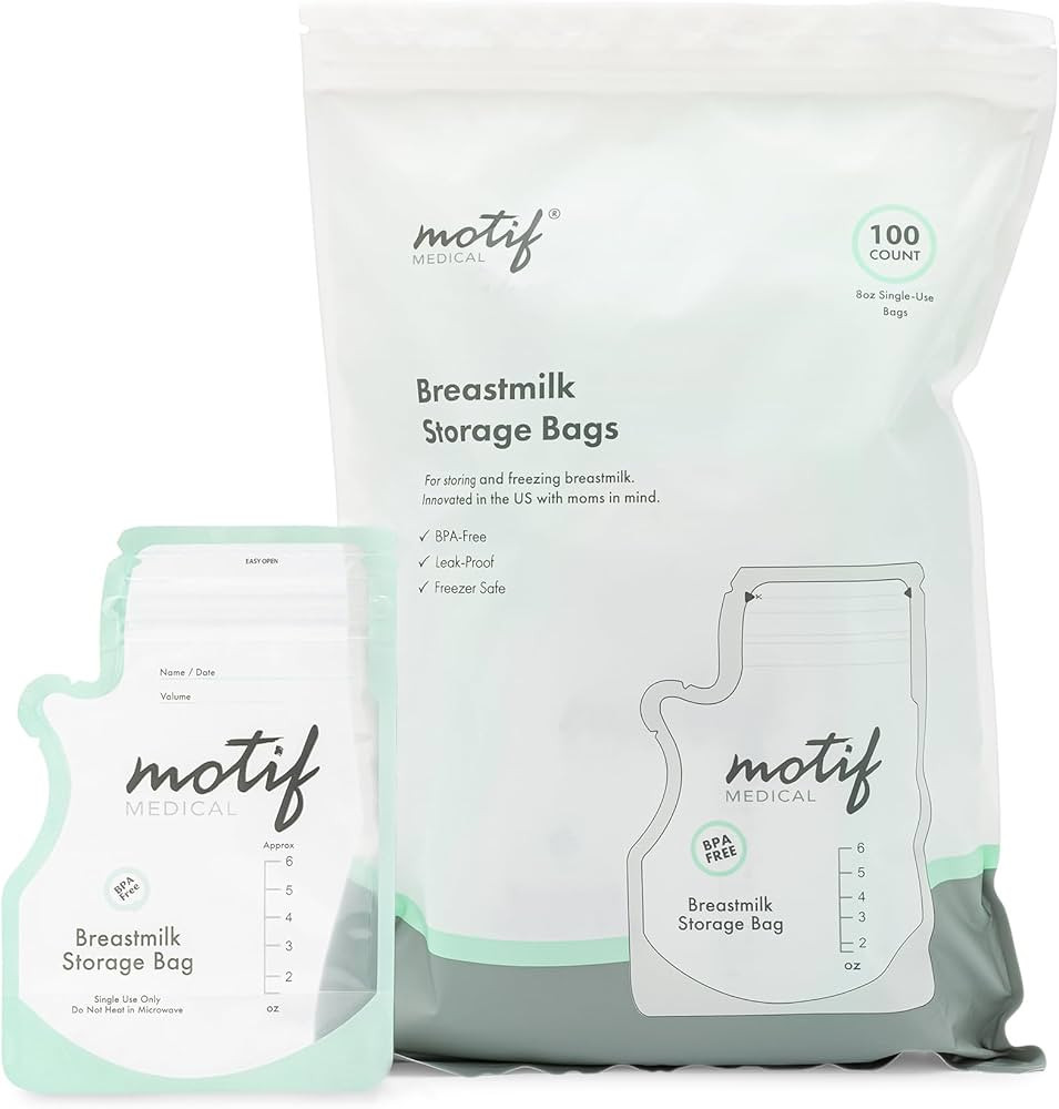 Motif Medical, Milk Storage Bags, 6 oz Milk Freezer Bag with Easy Pour Spout, BPA Free, Write-On ... | Amazon (US)