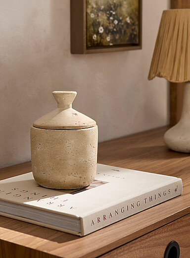 Textured cement decorative jar | Simons