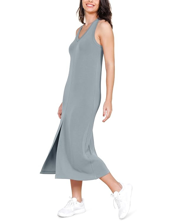 ODODOS Modal Soft Front Split Midi Dress for Women, V Neck Sleeveless Casual Summer Tank Dress | Amazon (US)
