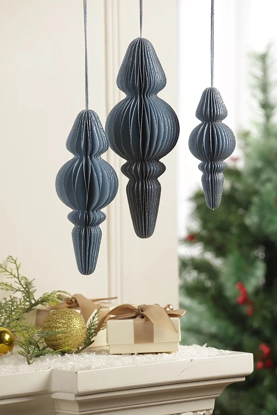 3 Count Blue Paper Finial Christmas Ornaments, by Holiday Time | Walmart (US)