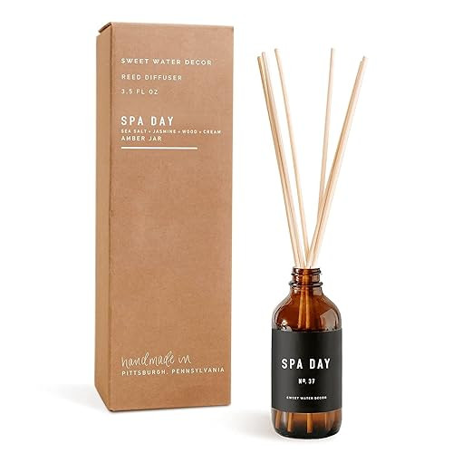 Sweet Water Decor Spa Day Amber Reed Diffuser Set | Jasmine, Sea Salt, Wood, and Cream | Lasts Fo... | Amazon (US)