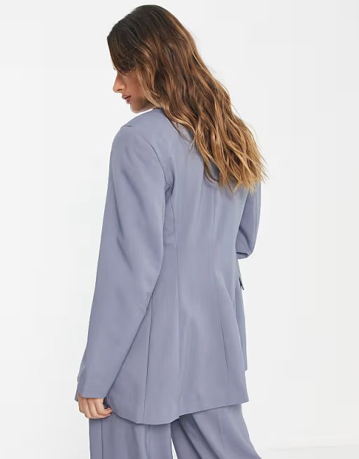 Topshop wide shoulder blazer in blue | ASOS (Global)