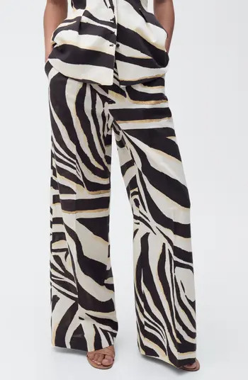 MANGO Zebra Linen & Cotton Wide Leg Pants | Nordstrom | Nordstrom
