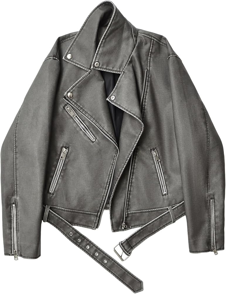 LY VAREY LIN Women Faux Leather Jacket Lapel Collar Motorcycle Zip Up Long Sleeve Motor Biker Sho... | Amazon (US)