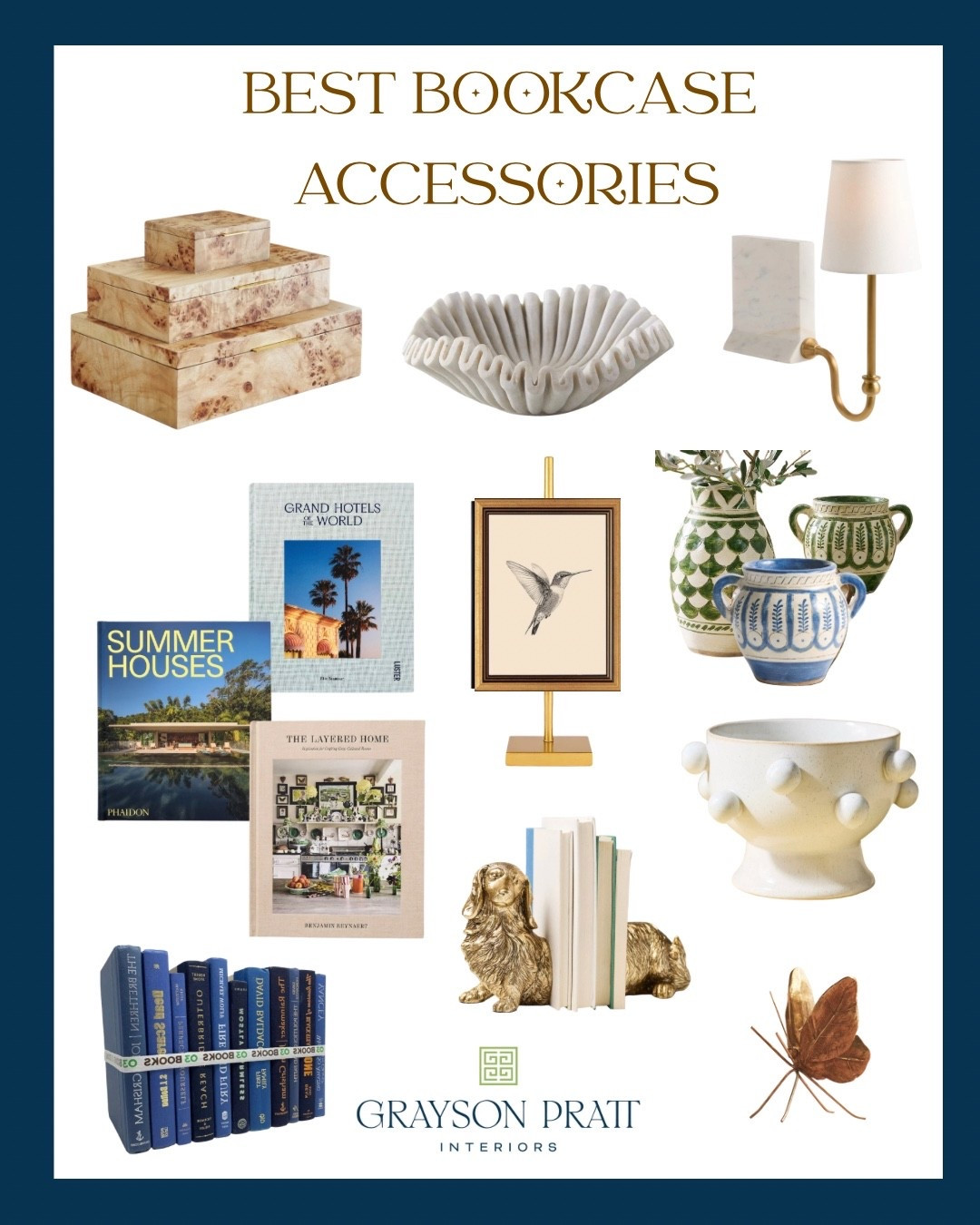 Decorating bookshelves is a balance of low & high, texture, color, objects, books, and art. These are some of my favorite finds

#LTKHome