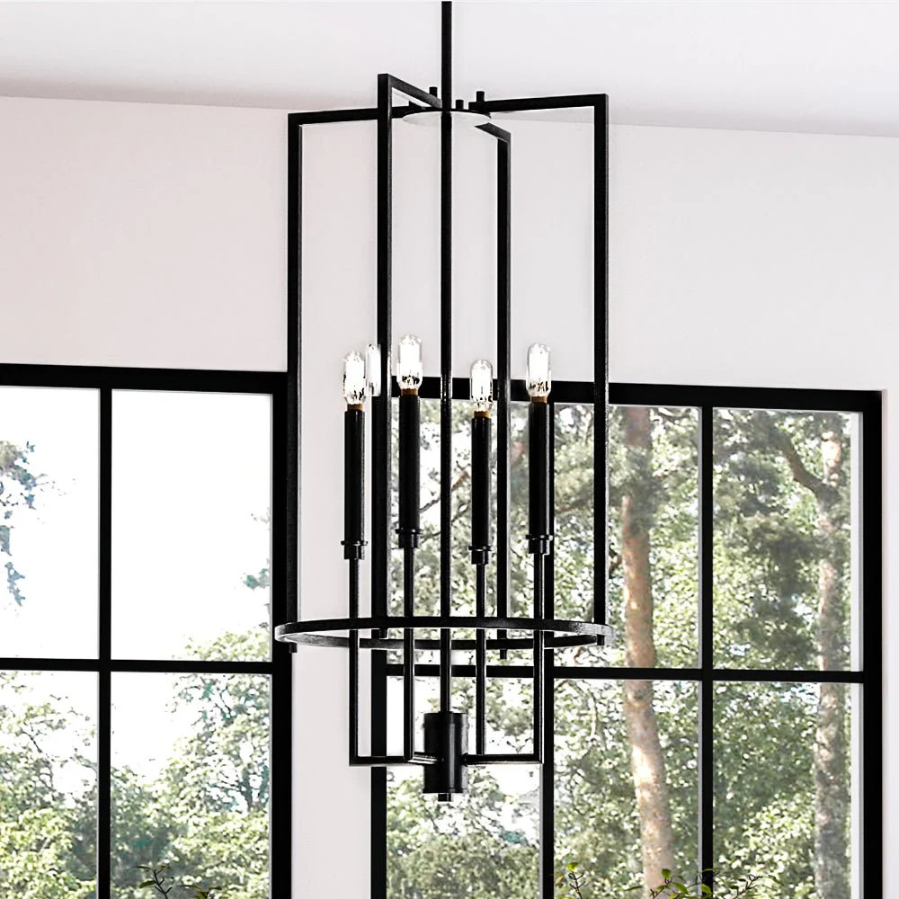 UHP4246 Contemporary Chandelier 31.375''H x 15''W, Midnight Black Finish, Parkes Collection | Urban Ambiance, Inc.