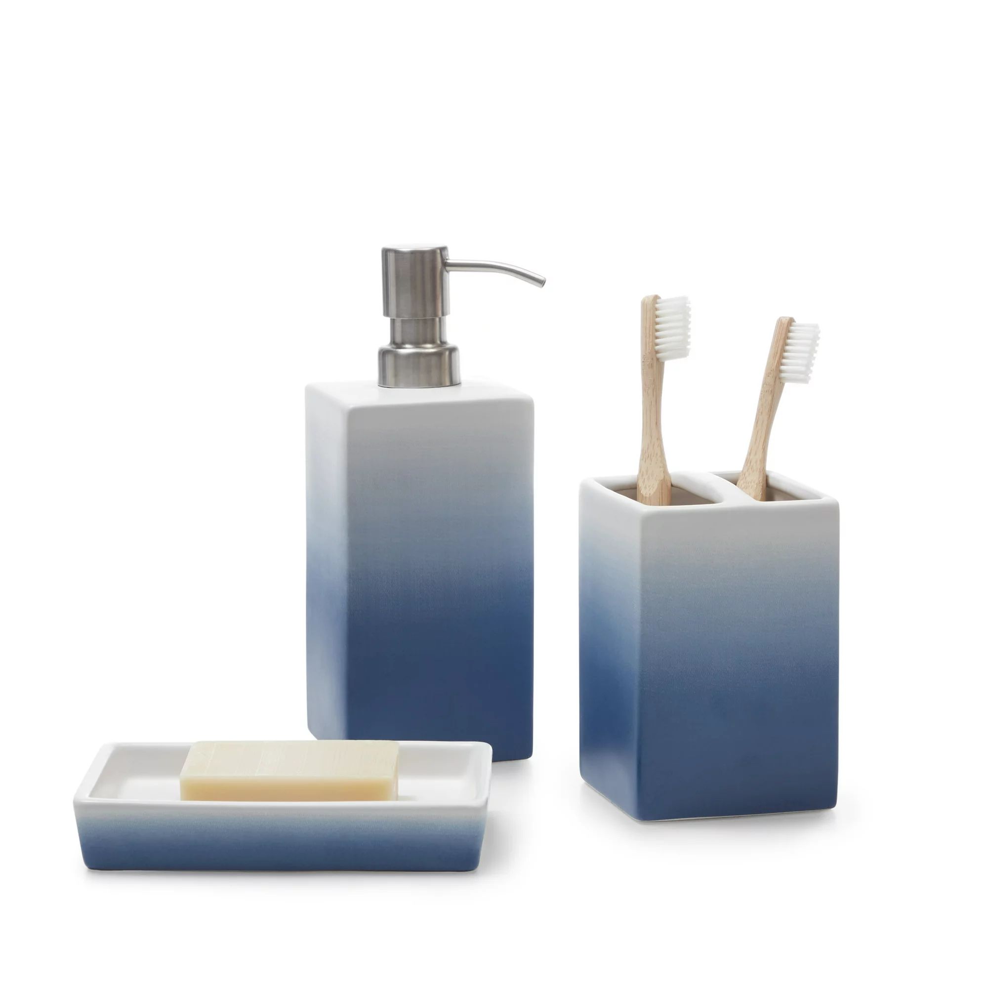 Gap Home Ombre 3 Piece Ceramic Bath Accessory Set Blue | Walmart (US)