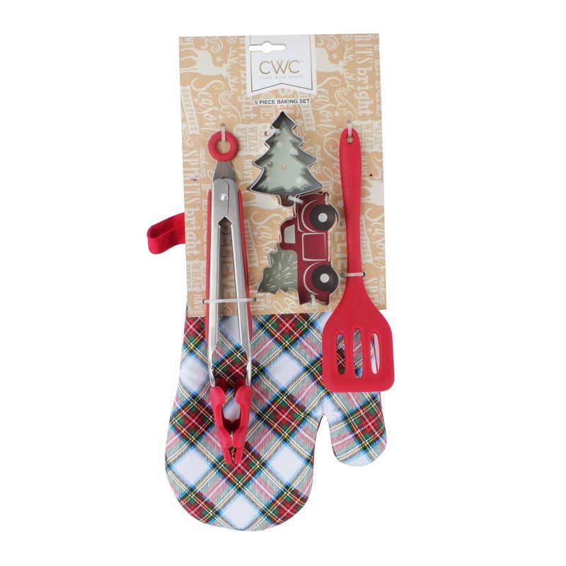 5pc Plaid Oven Mitt Set Red - Cook With Color | Target