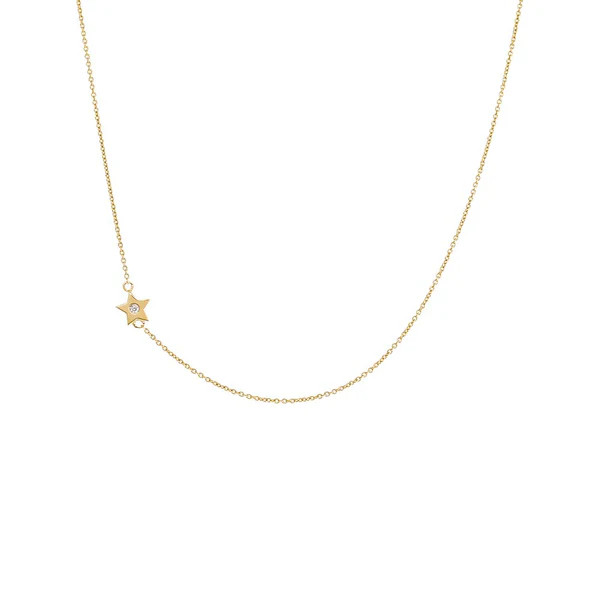 Diamond Sideway Star Necklace 14K | Adina Eden