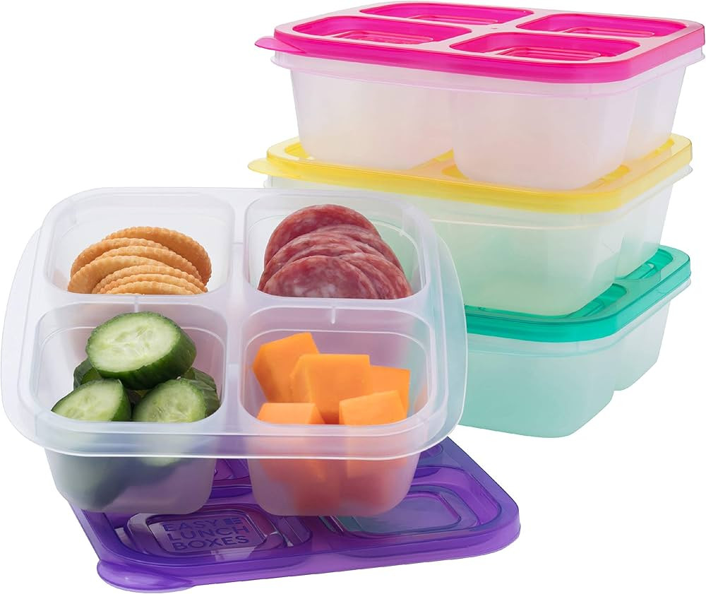 EasyLunchboxes® - Bento Snack Boxes - Reusable 4-Compartment Food Containers for School, Work an... | Amazon (US)