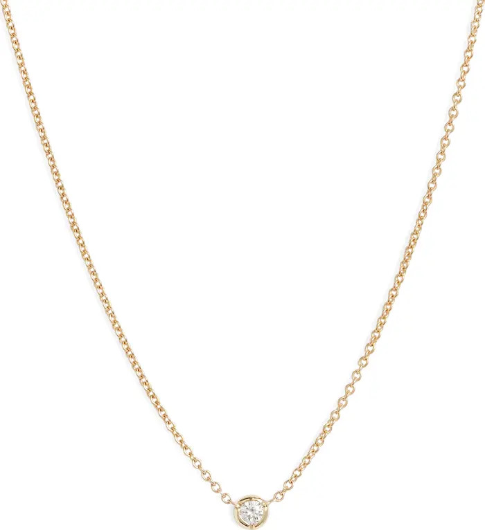 Petite Bezel Diamond Solitaire Necklace | Nordstrom
