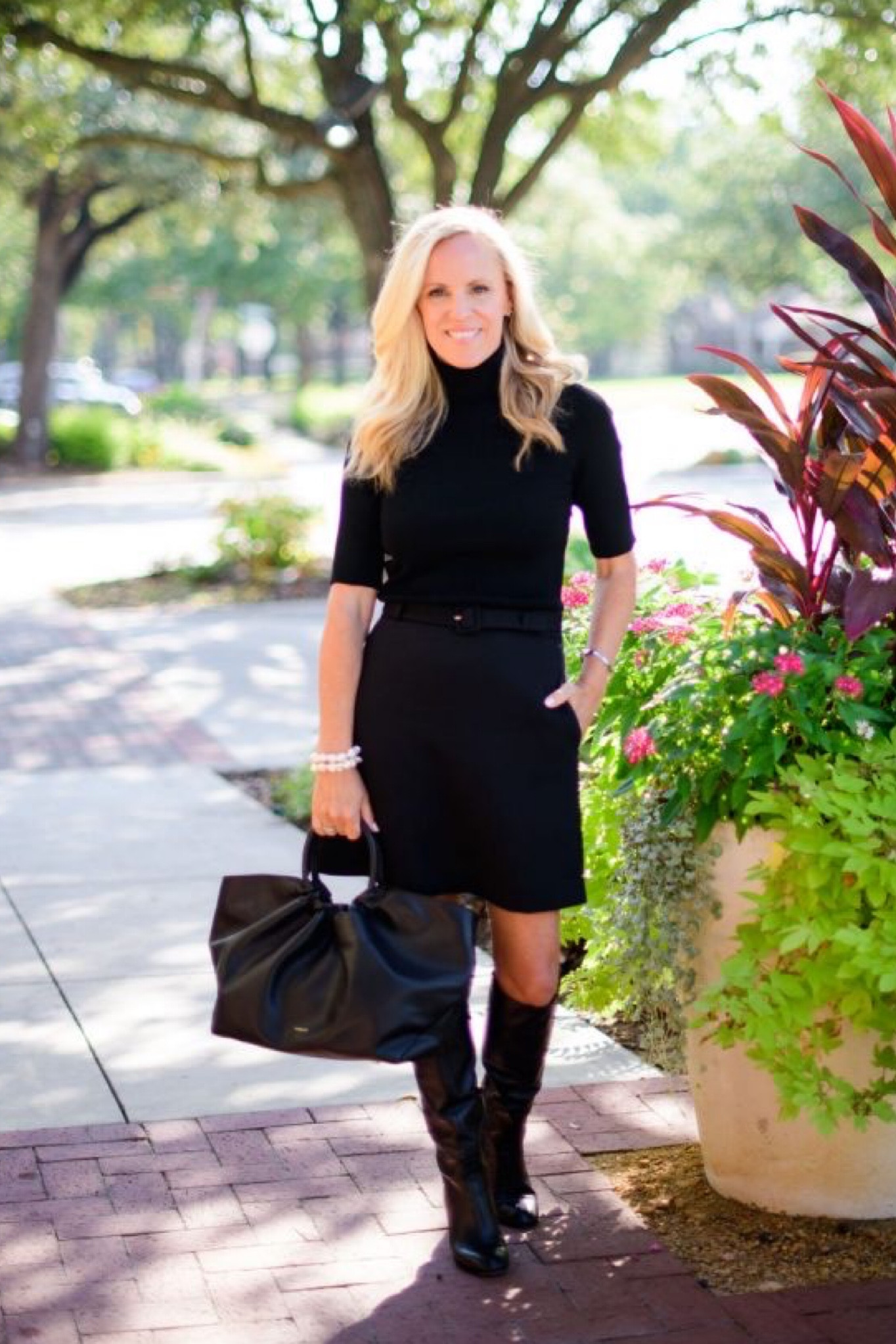 black dress with tall black boots Tucci Everytime Sofia Leather Tall Dress Boot Black / 38XC main image 1