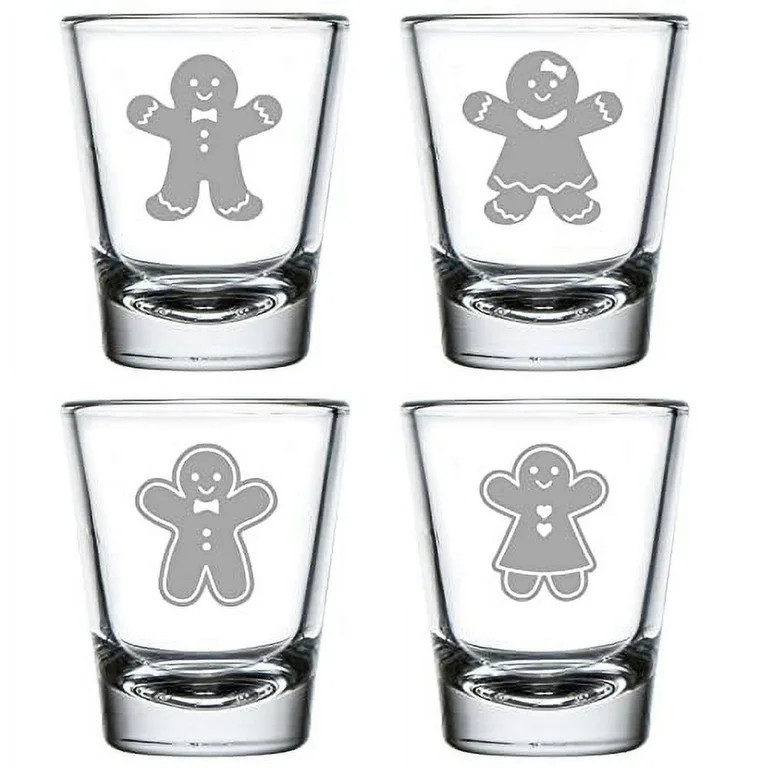 Set of 4 Shot Glasses 1.75oz Shot Glass Gingerbread Christmas Collection Gift - Walmart.com | Walmart (US)