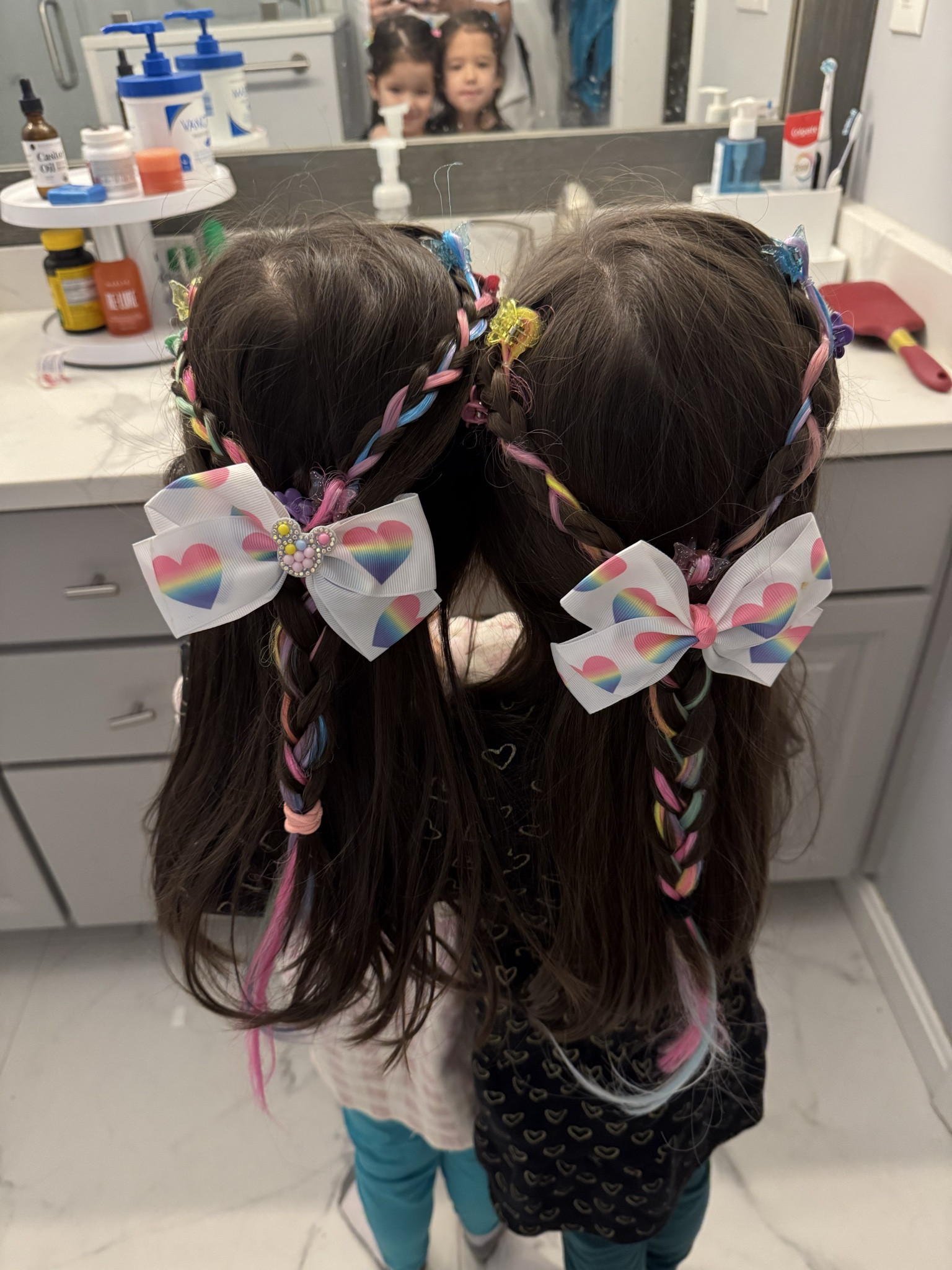One of my favorite things to do is do my daughters’ hair. This was fun to braid in the colors and a fun bow when the braids connected! They loved it so much!

#LTKdayinmylife #LTKmomlife #LTKmorningroutine