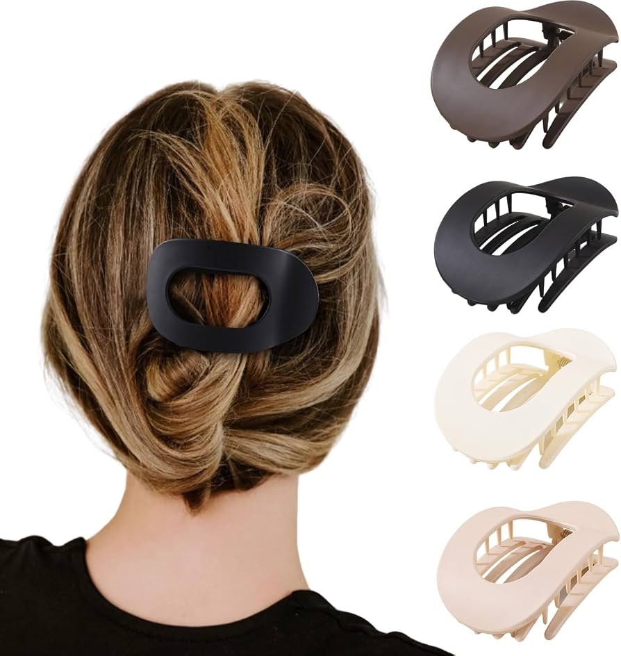 Flat Hair Clips for Women,Ergonomic Curved Hair Claw Clips for Thick Thin Curly Hair,Non Slip Gri... | Amazon (US)