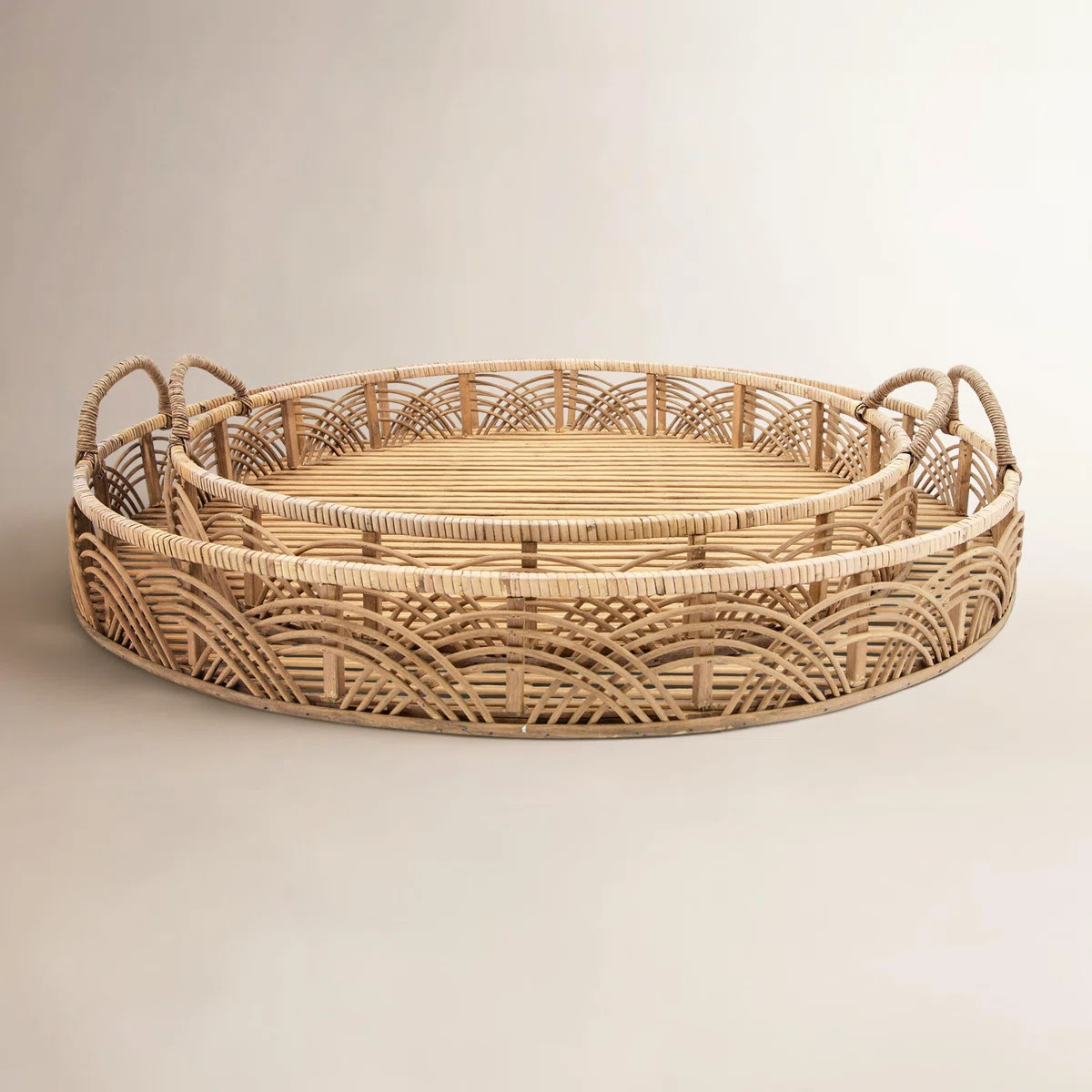 Round Decorative Bamboo Accent Tray for Coffee Table Decor - Cute Home Decor Tray for Ottoman, Ki... | Wayfair North America