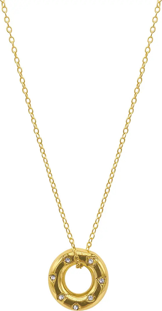 Adornia Water Resistant 14K Yellow Gold Vermeil CZ Circle Pendant Necklace | Nordstromrack | Nordstrom Rack